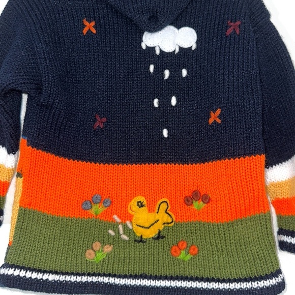 Peruvian Kids Knit Appliqué Hooded Cardigan - Picture 4 of 5